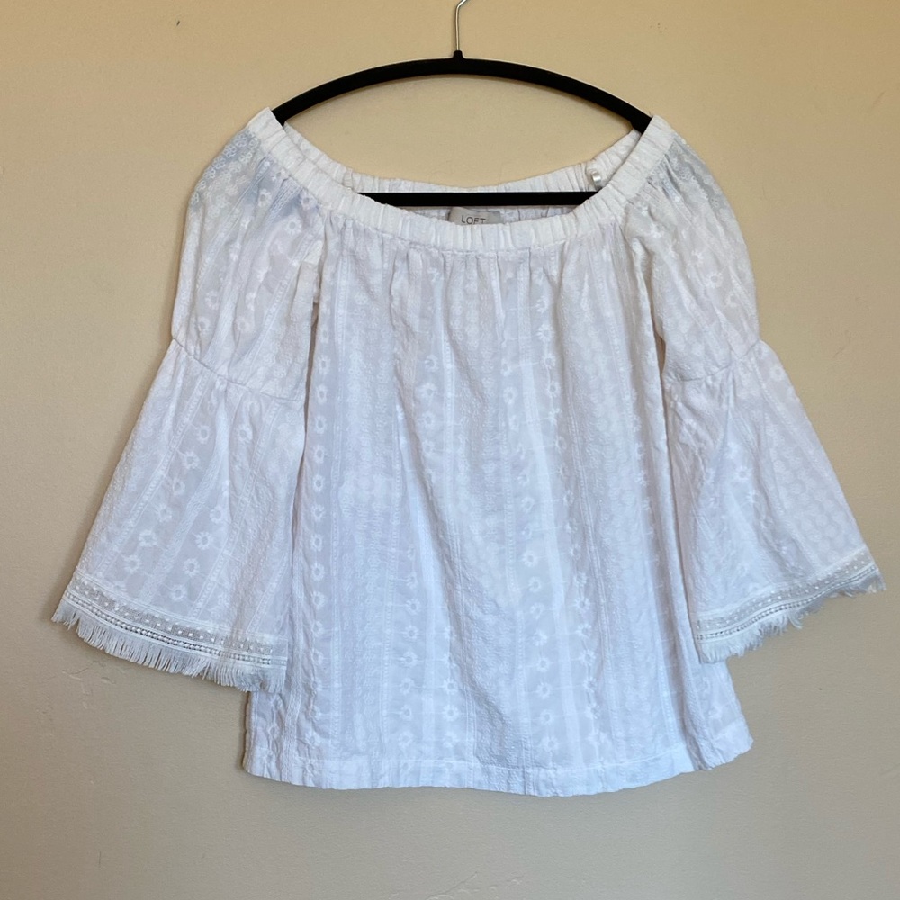 Ann Taylor Loft Eyelet Off the Shoulder Top XS